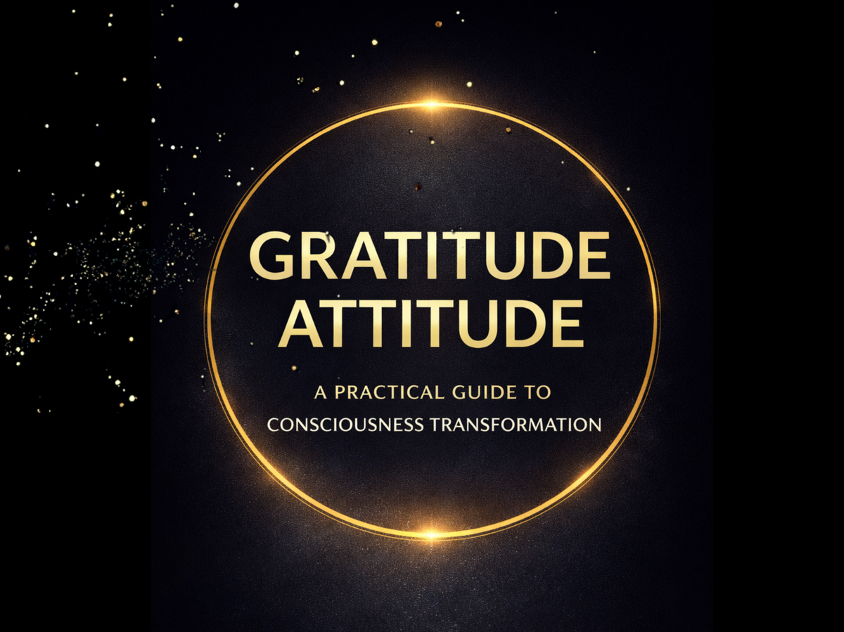 Gratitude Attitude gratitude journal and positive thinking workbook — black cover with gold circle